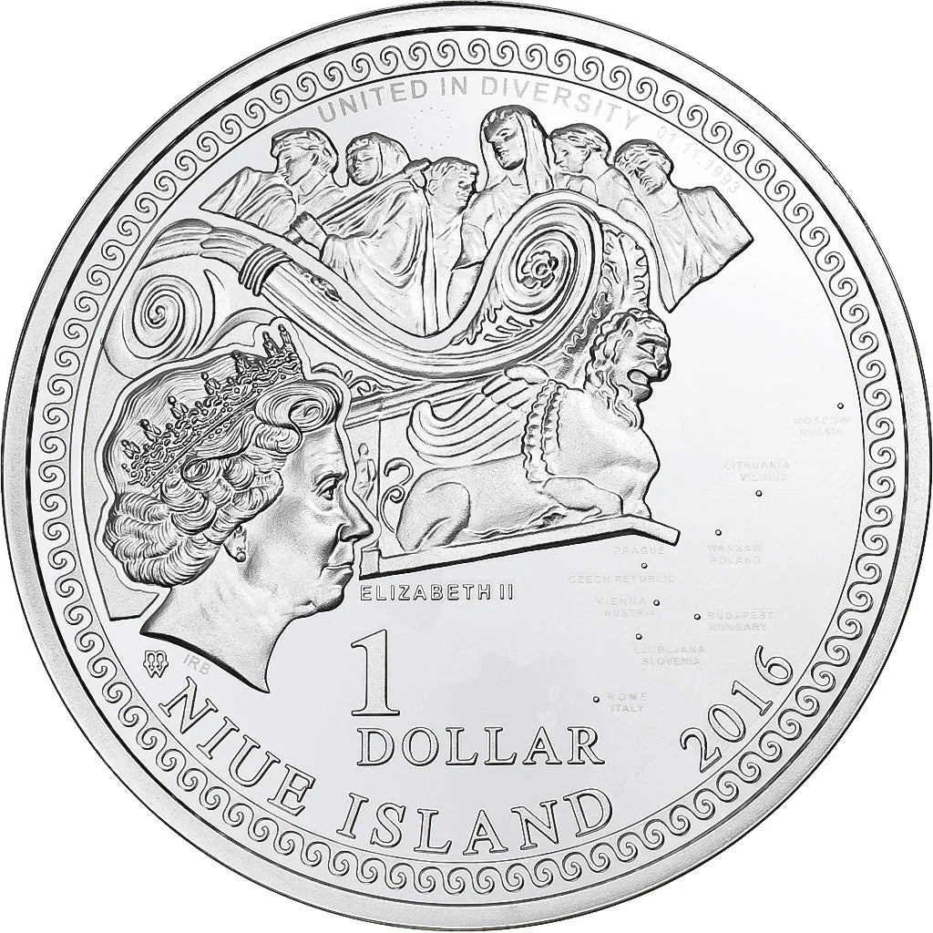 Niue 1 dolar Evropa: Když malý ostrov razí velké umění