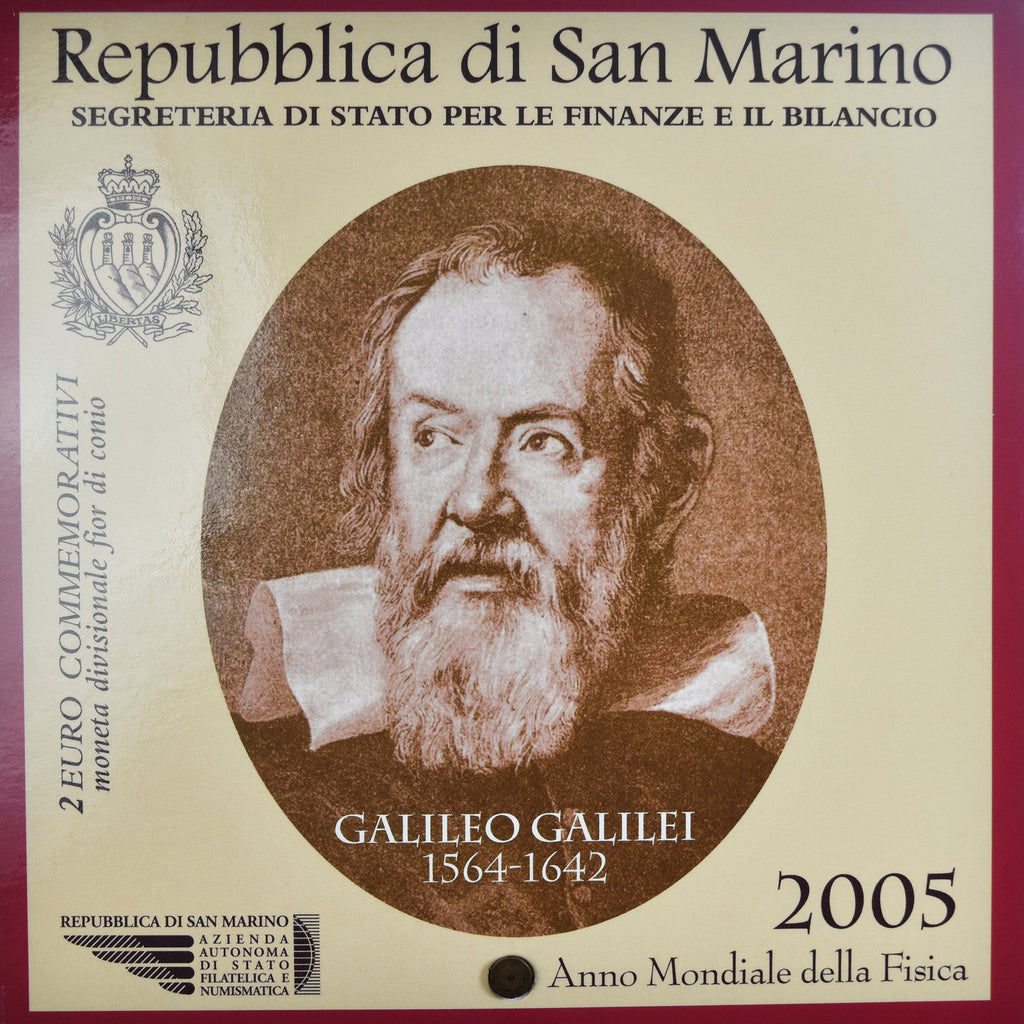 San Marino, 
  
  2 eura, 
  
  Galileo Galilei