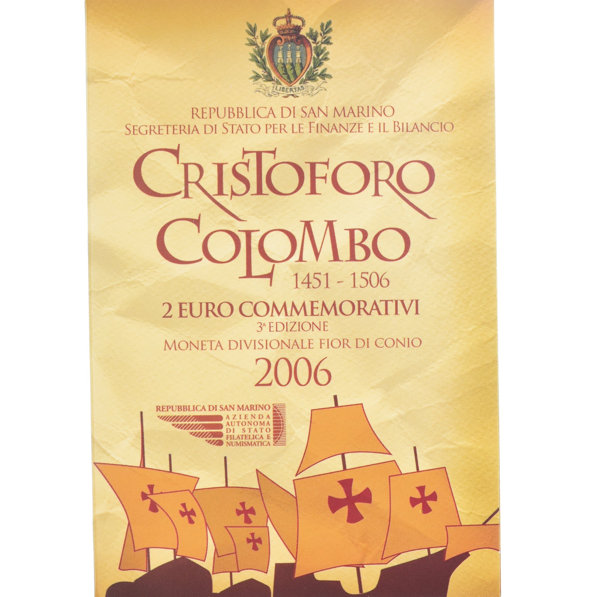 San Marino, 
  
  2 eura, 
  
  Christophe Colomb