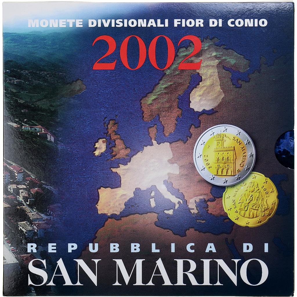 San Marino, 
  
  1 cent až 2 eura, 
  
  2002