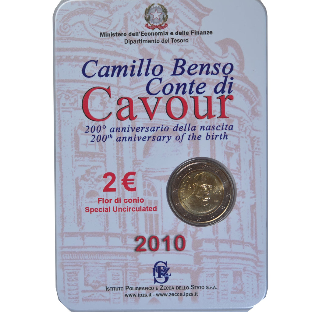 Itálie, 
  
  2 eura, 
  
  Camillo Benso comte di Cavour