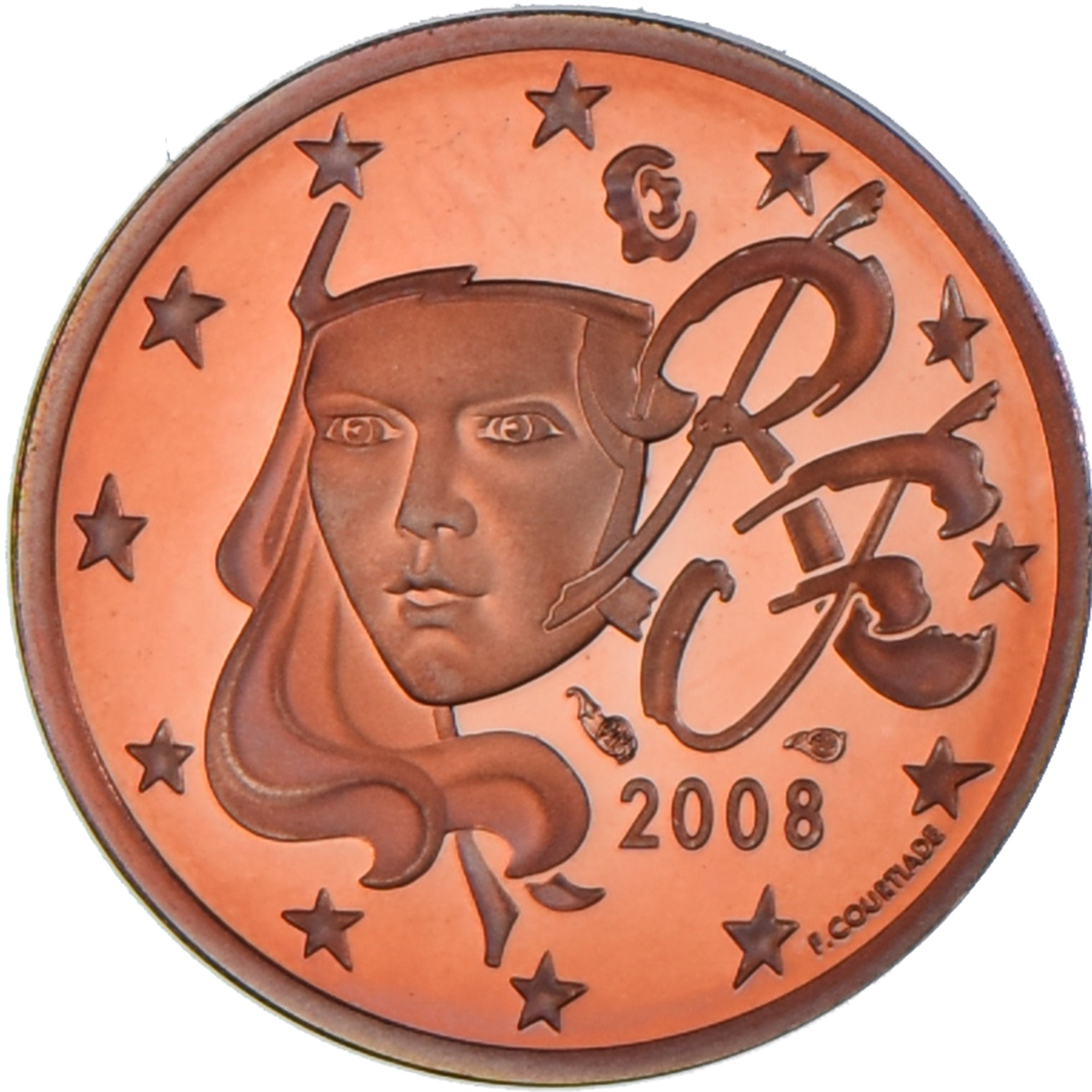 Francie, 
  
  2 euro centy, 
  
  2008