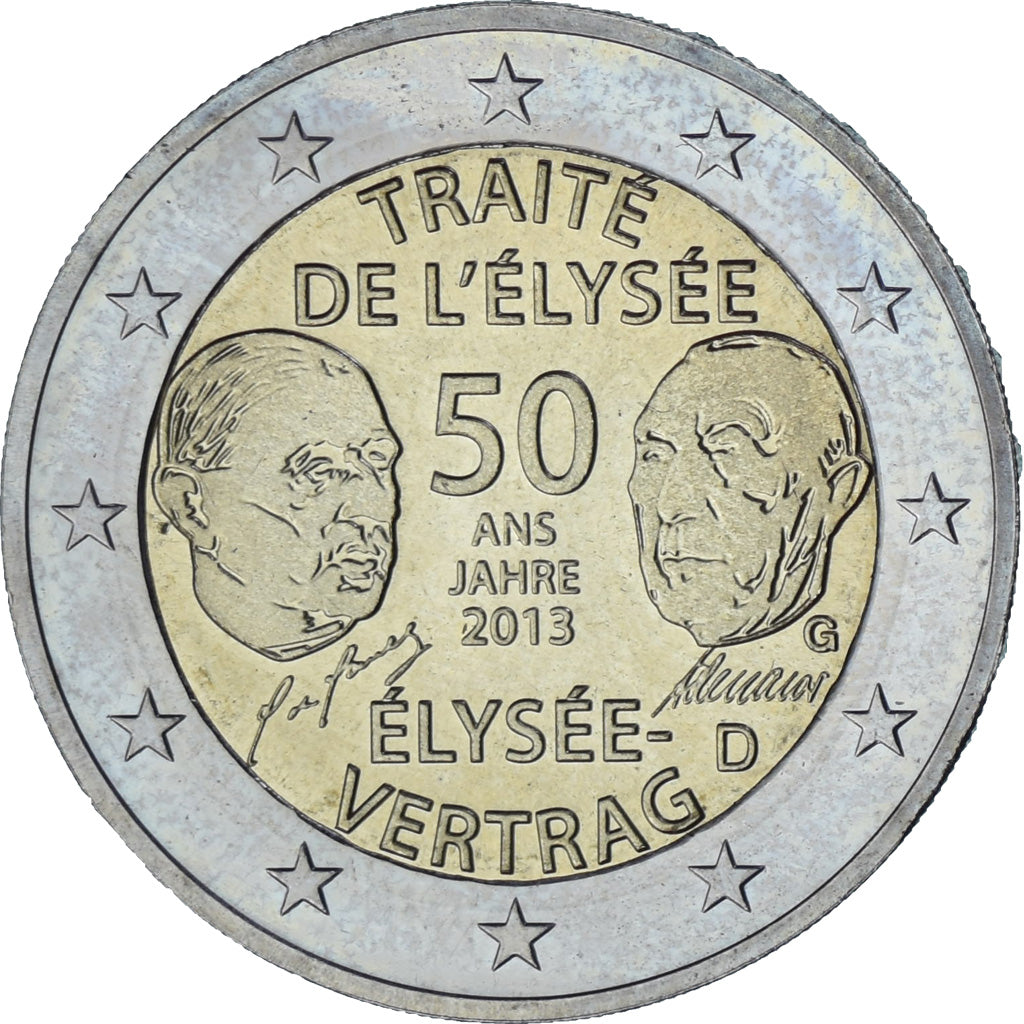 Německo, 
  
  2 eura, 
  
  Traité de l'Elysée