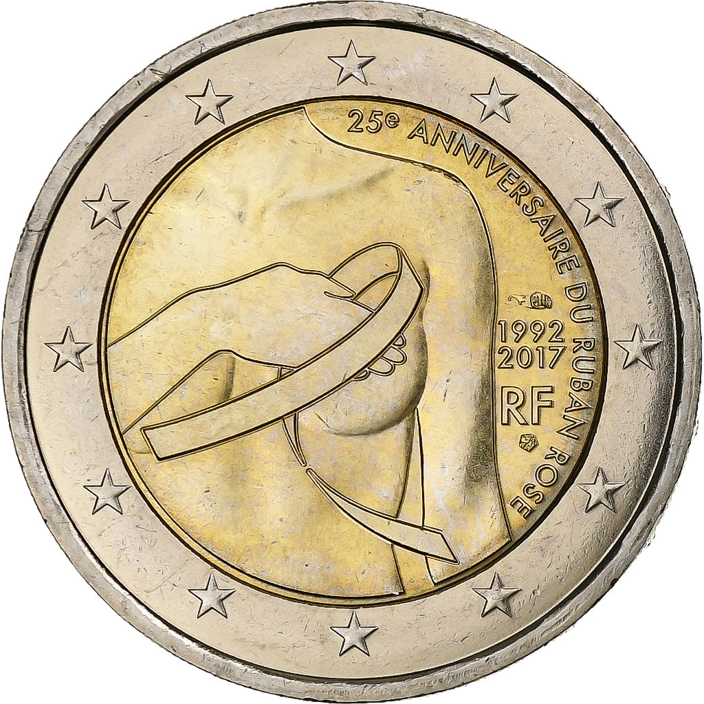 Francie, 
  
  2 eura, 
  
  Růže 25e Anniversaire du ruban