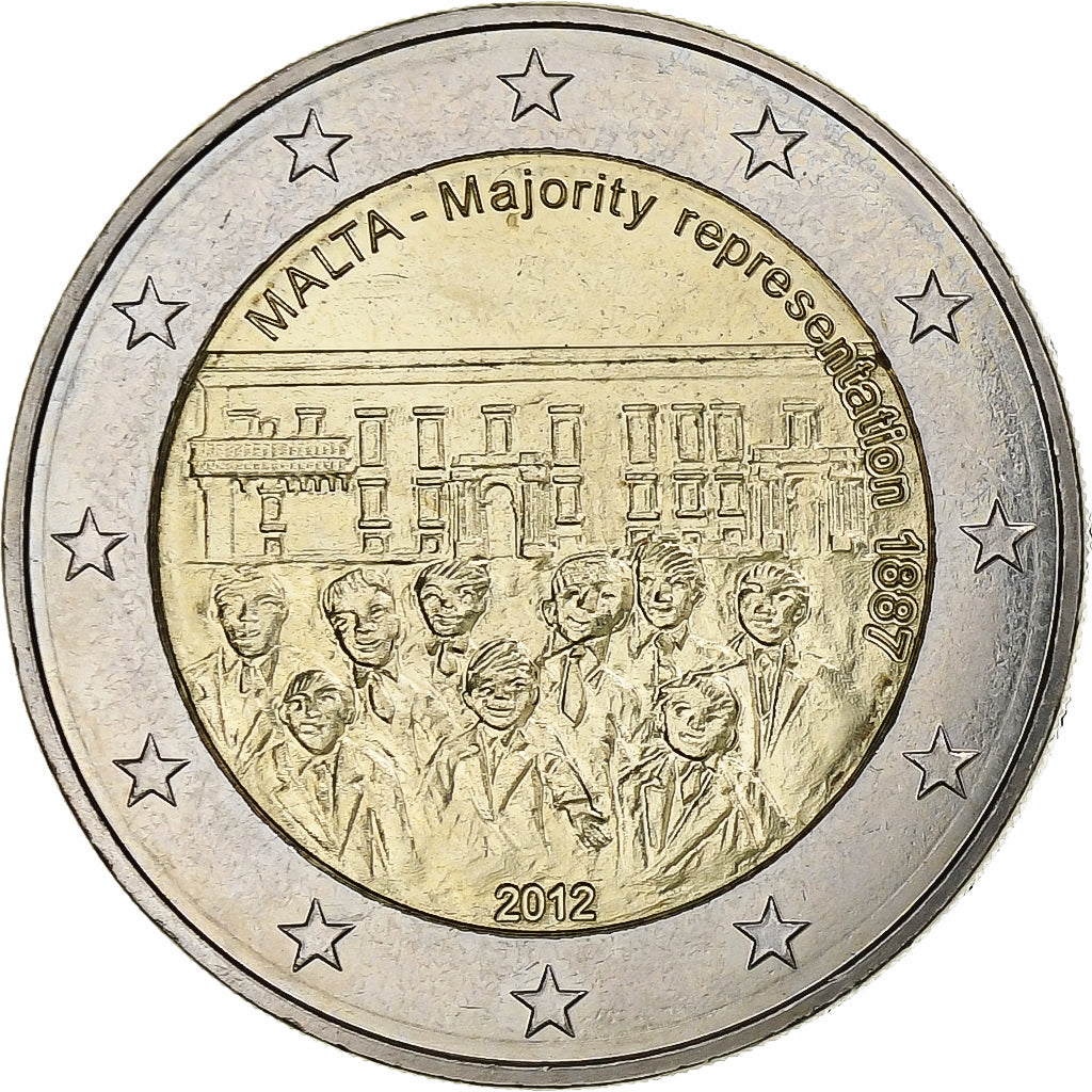 Malta, 
  
  2 eura, 
  
  Většinové zastoupení