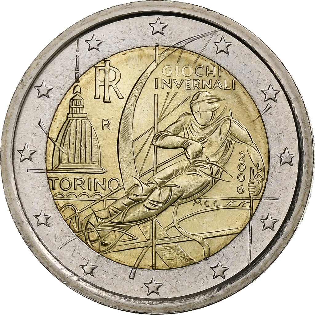 Itálie, 
  
  2 eura, 
  
  Turín