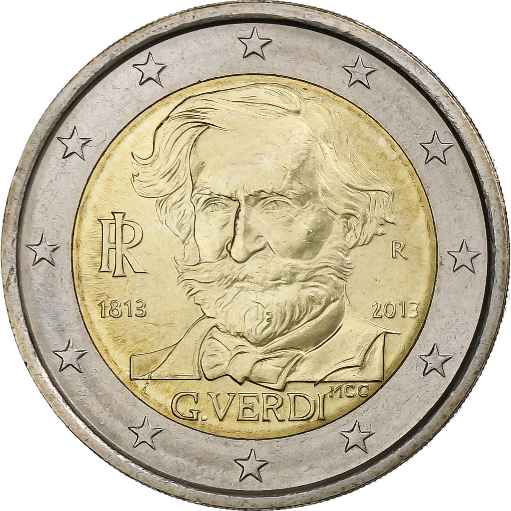 Itálie, 
  
  2 eura, 
  
  G. Verdi